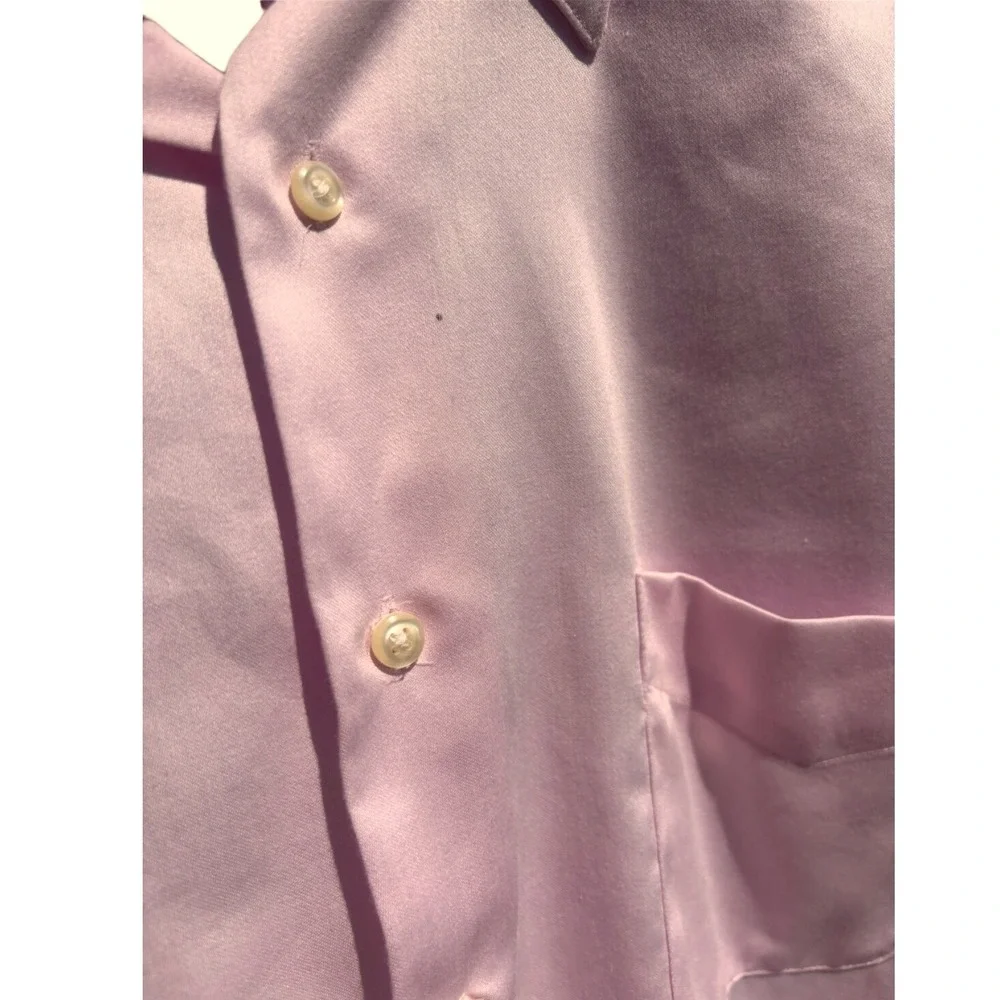 Dress Shirt Mens XL 17 34/35 Pink Sateen Wrinkle Free Long Sleeve GOOD CONDITION